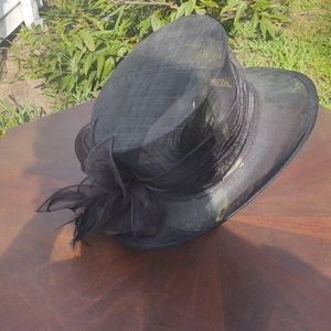 Black Straw Hat by Swan Hat
